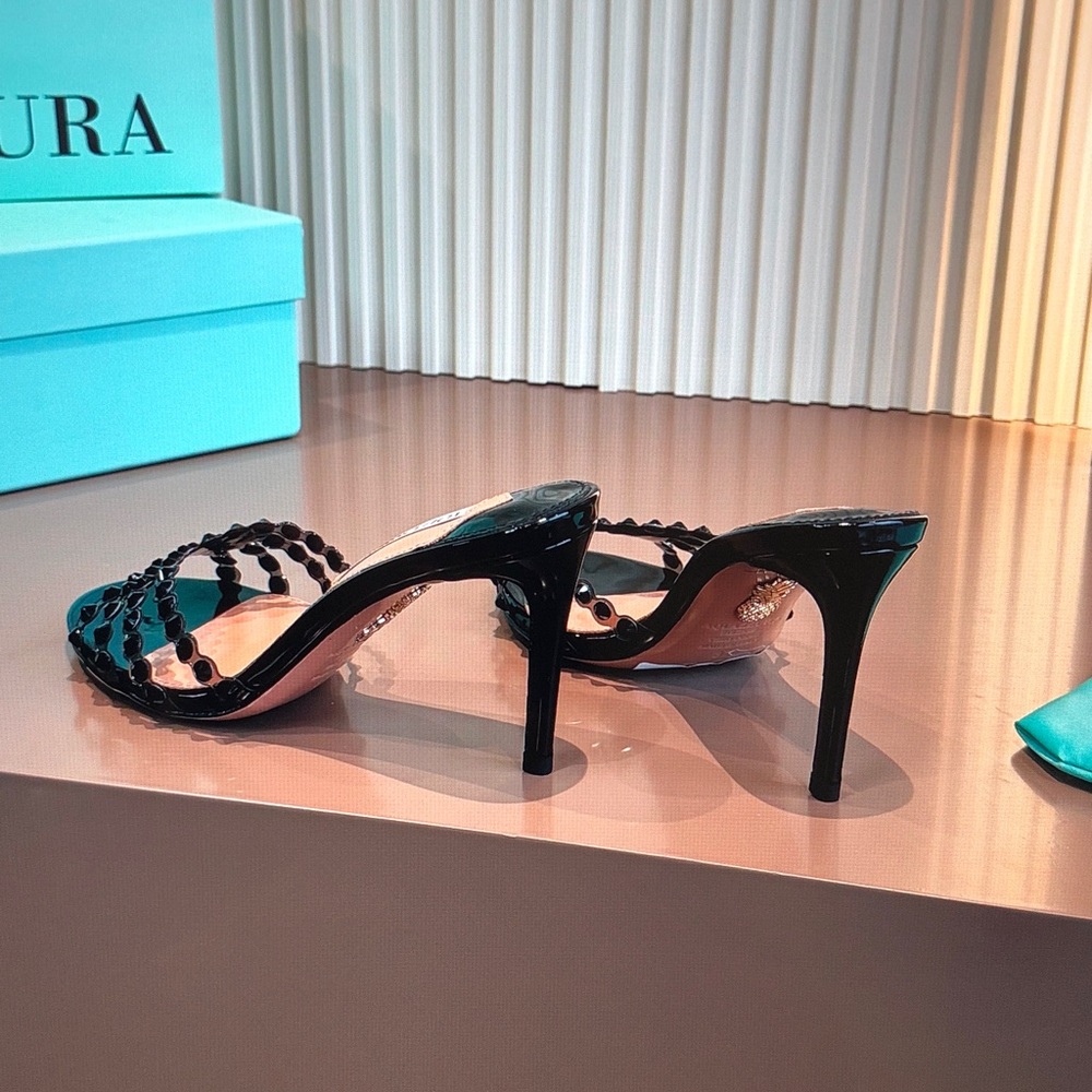Aquazzura Black Patent Beaded Tequila Mule 75 - Picture 8 of 9